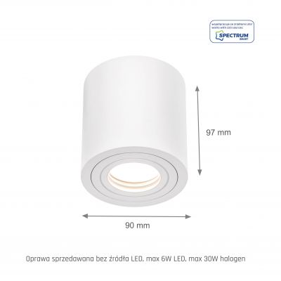 Oprawa sufitowa okrągła biała łazienkowa IP65 CHLOE GU10  SLIP005033 Spectrum Led (SLIP005033)