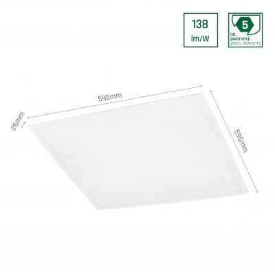 Oprawa  panel ALGINE  BACKLIGHT DRIVER PHILIPS 40W neutralna biel 230V 120st IP20 600x600x26 BIAŁY 5 lat gw. podtynkowa SLI035056NW_PW (SLI035056NW_PW)