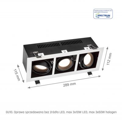 Modern Day Mini GU10 x3 250V IP20 biały środek czarny  SLIP002013 Spectrum Led (SLIP002013)