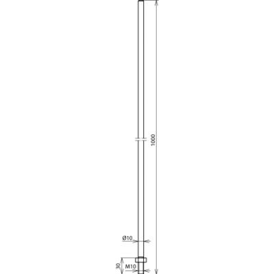 Iglica odgromowa fi 10 mm z gwintem, dł. 1000 mm, do rury wsporczej, Al (101001)