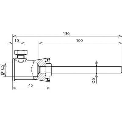 Gniazdo z adapterem fi 16 mm, drut prosty, stal nierdzewna NIRO (106340)