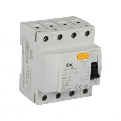 KRD10-4/25/30-B Wyłącznik różnicowoprądowy IDEAL TS 4P KRD10-4/25/30-B typ B KANLUX (38539)