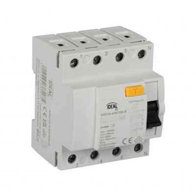 KRD10-4/40/100-B Wyłącznik różnicowoprądowy IDEAL TS 4P KRD10-4/40/100-B typ B KANLUX (38543)