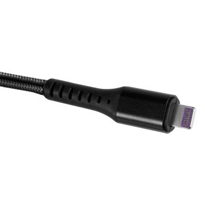 KABEL USB 3w1 USB typ C Micro USB Lightning 1,2m czarny nylon GD038 NEO GTX (GD038)