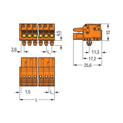 1-przewodowe gniazdo przycisk Push-in CAGE CLAMP pomarańczowa 2231-306/008-000 /50szt./ 2231-306/008-000 WAGO (2231-306/008-000)