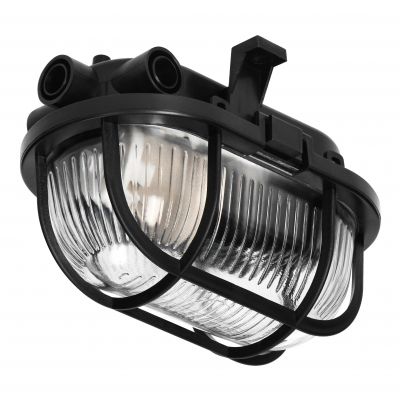 Oprawa oświetleniowa SOTOA E27 max. 15W IP54 klosz szklany osłona plastikowa czarna ORNO (AD-OP-6562BE27SPP)