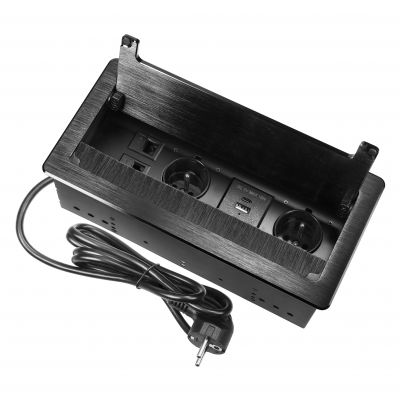 Gniazdo blatowe chowane 2x 230V ładowarka 2x USB A+C 2x NET kabel 1,5m ORNO (OR-GM-9041/B)