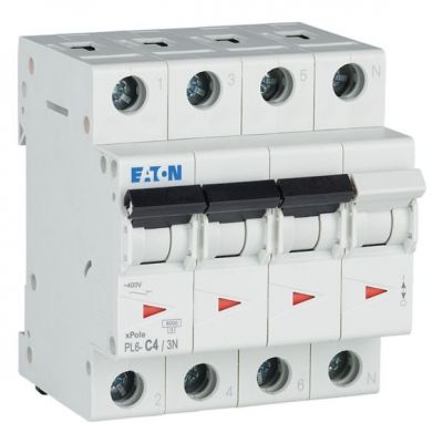 PL6-C4/3N Wyłącznik nadprądowy 6kA C4A 3P+N 106906 EATON (106906)