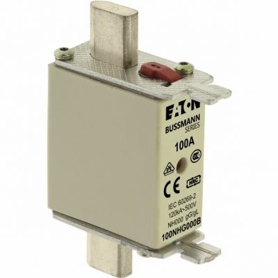 NH FUSE 100A 500V GG/GL SIZE 000 Wkładka NH000 100A 500V GL/GG podwójny wskaźnik 100NHG000B EATON (100NHG000B)
