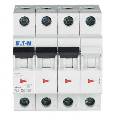 PL6-C4/3N Wyłącznik nadprądowy 6kA C4A 3P+N 106906 EATON (106906)