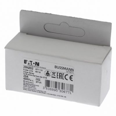 FUSE-D02 20A T GL/GG 400VAC E18 Wkładka D02 20A T GL/GG 400VAC E18 20NZ02 EATON (20NZ02)