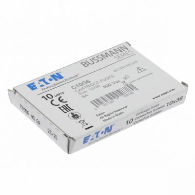 CYLINDRICAL FUSE 10 x 38 6A GG 500V AC Wkładka cylindryczna 10 x 38mm 6A GG 500V AC C10G6 EATON (C10G6)