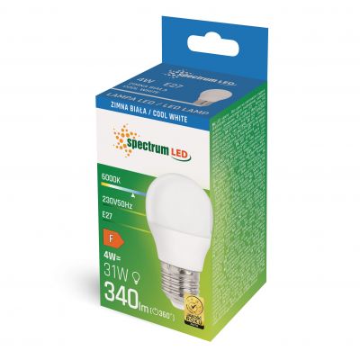 Żarówka LED KULKA E27 230V 4W CW zimna WOJ+13033_4W Spectrum  (WOJ+13033_4W)