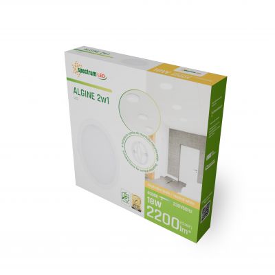 Oprawa lampa ALGINE ECO 2w1 natynkowa-podtynkowa DOWNLIGHT 18W NW 230V 110st IP20 IK06 223x35mm BIAŁY okrągła (SLI037029NW_PW)