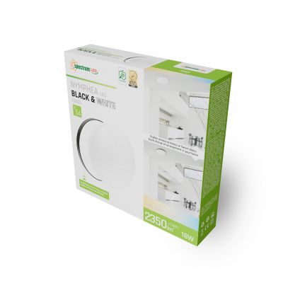 NYMPHEA BLACK & WHITE RINGS 18W CCT 230V 115st IP54 FI250x52 BIAŁY/CZARNY OKRĄGŁA (SLI031034CCT_PW)