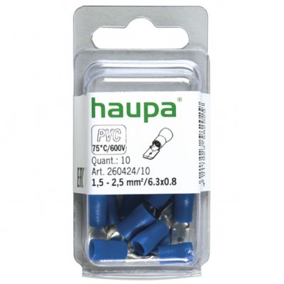Wsuwka  izol.  1,5-2,5/6,3x0,8 PVC niebieska 260424/10 HAUPA (260424/10)