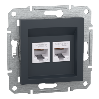 Asfora gniazdo komputerowe podwójne 2x RJ45 kat.6 UTP bez ramki antracyt EPH4800171 SCHNEIDER (EPH4800171)