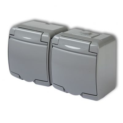 KARLIK JUNIOR Gniazdo podwójne z uziemieniem SCHUKO 2x(2P+Z) (klapka popielata; bez przesłon) 10GHE-2s (10GHE-2s)
