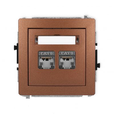 KARLIK DECO Gniazdo podwójne komputerowe 2xRJ45, kat. 6, ekranowany, 8-stykowy brązowy metalik 9DGK-6 (9DGK-6)