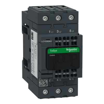 Stycznik mocy I= 50A AC-3, styki pom. 1NC+1NO, nap. cewki 48 V AC LC1D50A3E7 SCHNEIDER (LC1D50A3E7)