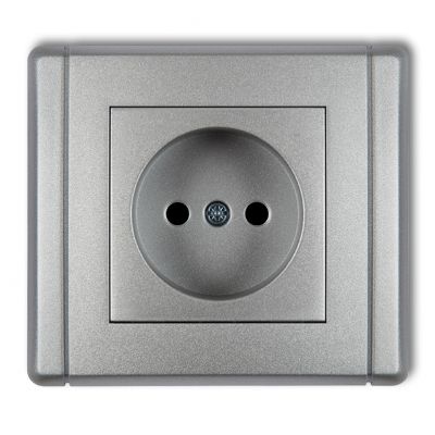 KARLIK FLEXI Gniazdo pojedyncze bez uziemienia 2P (przesłony torów prądowych) srebrny metalik 7FGP-1p (7FGP-1p)