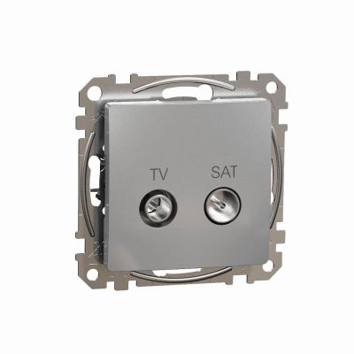 Sedna Design & Elements Gniazdo antenowe TV-SAT przelotowe 7dB srebrne aluminium SDD113474S SCHNEIDER (SDD113474S)