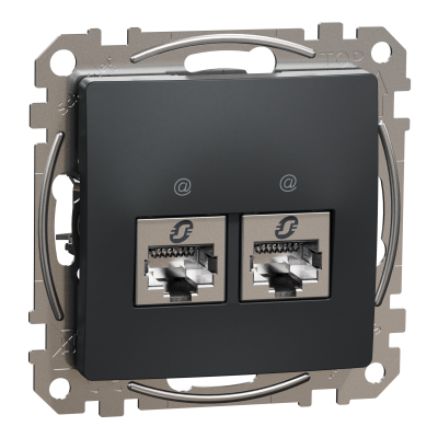 Sedna Design & Elements Gniazdo komputerowe podwójne RJ45 kat. 5e STP czarny antracyt SDD114452S SCHNEIDER (SDD114452S)