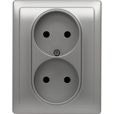 KOS 66 ; Gniazdo podwójne kompletne ALUMINIUM (664035)