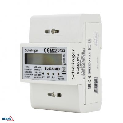 Licznik zużycia energii elektrycznej MID 3-fazowy 10/100A 4-modułowy z wyświetlaczem LCD SCHELINGER (A31-SL03A-MID)
