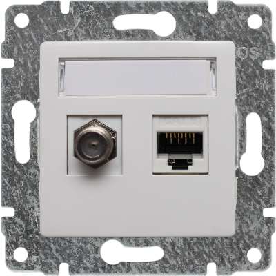VENA ; Gniazdo TV typu F + RJ45 kat. 5e, BIAŁY (510470)