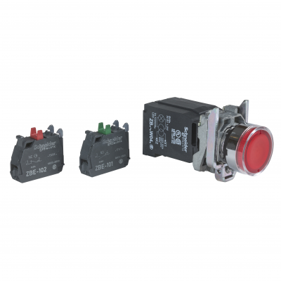 Harmony XB4 Przycisk płaski czerwony żarówka 110/120V transformator metalowy XB4BW3435 SCHNEIDER (XB4BW3435)