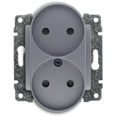 VENA:ALUMINIUM GNIAZDO PODWÓJNE, BEZ RAMKI 2X2P, 16A, 250V~ (514046)
