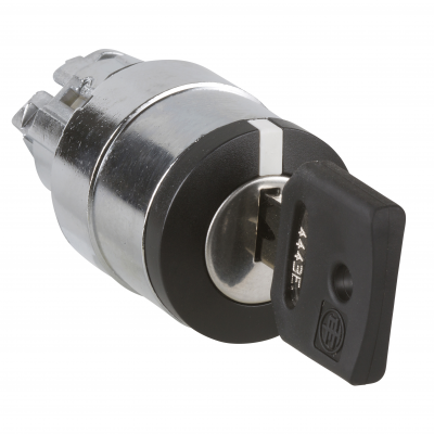 Harmony XB4 Przełącznik 3 położeniowy fi22 z kluczem stabilny 4 multichipy okrągły metalowy ZB4BG02K SCHNEIDER (ZB4BG02K)