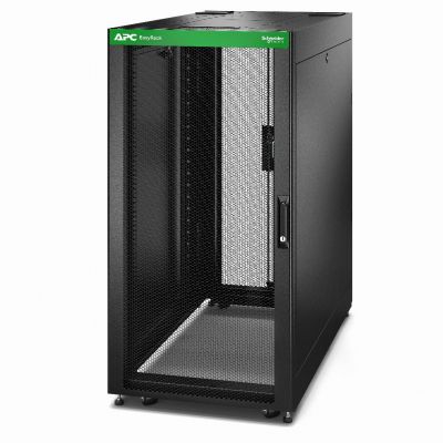 APC Easy Rack 24U czarny z dachem kółkami samonastawnymi nóżkami 4 wspornikami i panelami bocz ER6422 SCHNEIDER (ER6422)