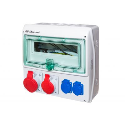 Rozdzielnica budowlana 12 modułów, 1x16A 5P 400V, 1x32A 5P 400V, 2x16A 2P+Z RSS-03 IP-44 942030 ELEKTROMET (942030)