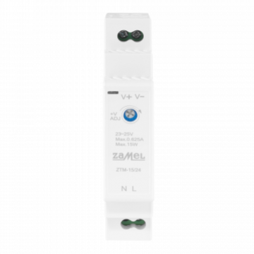 Zasilacz impulsowy montowany na szynie TH-35 (DIN) 15W 24V DC TYP: ZTM-15/24 ZAMEL (EXT10000280-WUN)