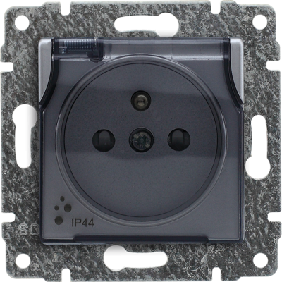 VENA:ALUMINIUM GN.BRYZG.POJ.Z PRZESŁ.TORÓW PR.B/RAMKI,2P+Z,16A,250V~,IP44 (514039)