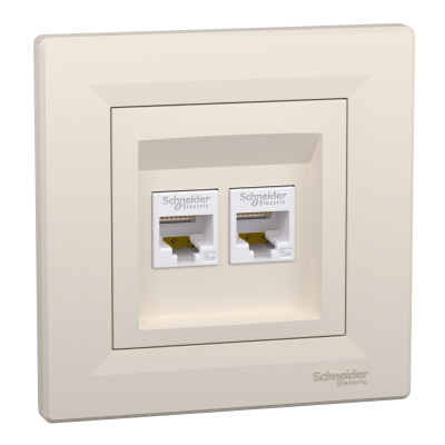 Asfora gniazdo komputerowe podwójne 2x RJ45 kat.5e UTP kremowy EPH4400123 SCHNEIDER (EPH4400123)