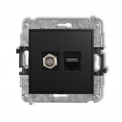KARLIK ICON Gniazdo antenowe typu F (SAT) + gniazda komputerowe RJ45 kat. 6 czarny mat 12IGFKBO-3 (12IGFKBO-3)