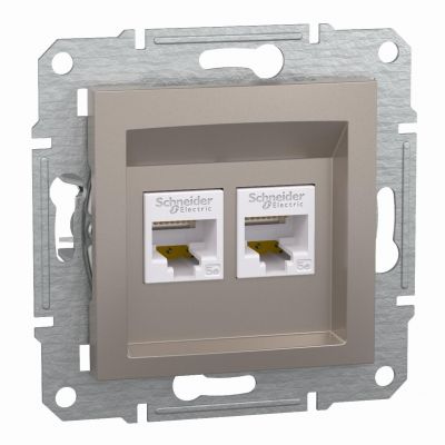 Asfora gniazdo komputerowe podwójne 2x RJ45 kat.5e UTP bez ramki brąz EPH4400169 SCHNEIDER (EPH4400169)