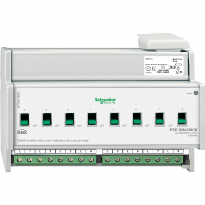 KNX aktor załączający REG-K 8x 16 A jasnoszary z uruch. ręcz. i det. prądu MTN647895 SCHNEIDER (MTN647895)