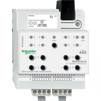 KNX aktor roletowo-żaluzjowy REG-K 4x 10 A jasnoszary z uruchomieniem ręcznym MTN649804 SCHNEIDER (MTN649804)