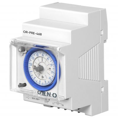 Mechaniczny programator czasowy 3 modułowy, 24 godziny, minimum 15 minut 110-230 VAC rezerwa 200g OR-PRE-468 Orno (OR-PRE-468)