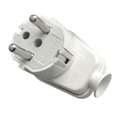 Wtyczka kątowa Uni-Schuko 16A, 230V, biała (OR-AE-13305/W)