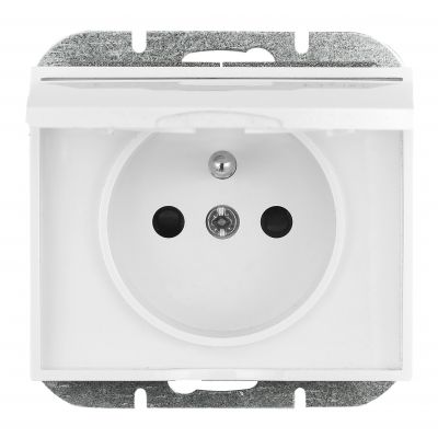 Gniazdo pojedyncze podtynkowe 2P+Z bryzgoszczelne z klapką Onyx, 16A, 250V, PT-16OH, biały (OR-OE-7505/WW)