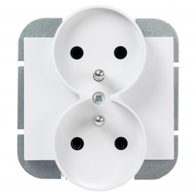 Gniazdo podwójne podtynkowe 2x2P+Z Onyx, 16A, 250V, PT-6OR, biały (OR-OE-7506/W)