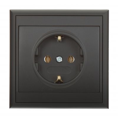 Gniazdo pojedyncze podtynkowe 2P+Z, Schuko Luna, 16A, 250V, PT-17L, czarny (OR-OE-7605(GS)/B)