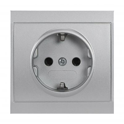 Gniazdo pojedyncze podtynkowe 2P+Z, Schuko Luna, 16A, 250V, PT-17L, srebrny (OR-OE-7605(GS)/G)