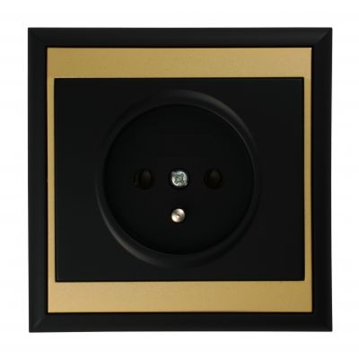 Gniazdo pojedyncze podtynkowe 2P+Z Luna, 16A, 250V, PT-16L, czarny/złoty (OR-OE-7605/BC)