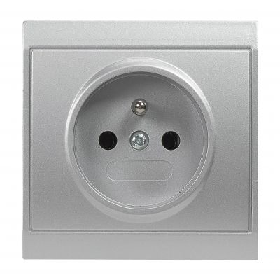 Gniazdo pojedyncze podtynkowe 2P+Z Luna, 16A, 250V, PT-16L, srebrny (OR-OE-7605/G)